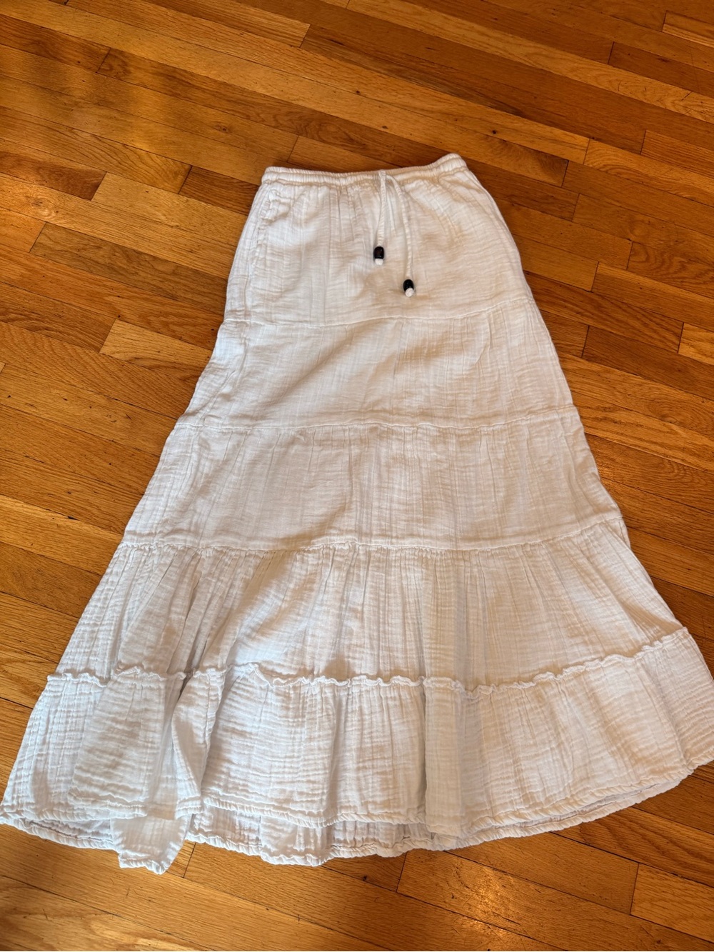 Lotus & Luna White Tiered Maxi Skirt - Lightweight Summer Style Small